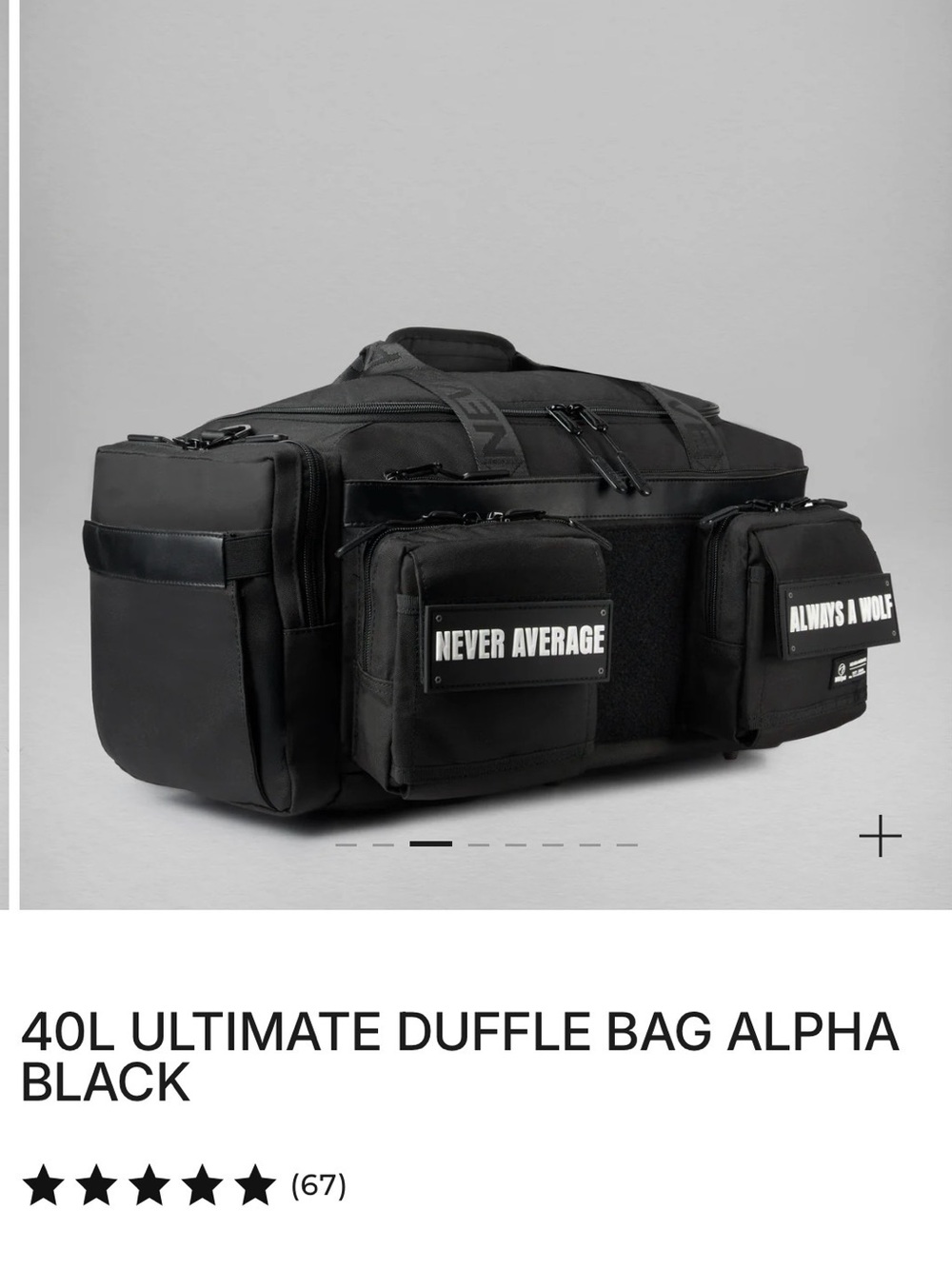 Alpha 40L Ultimate Duffle Bag - Never Average (Black)